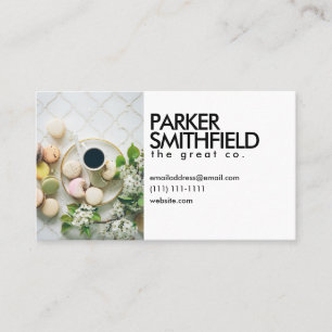 Trendy Coffee Shop Macaroons Business Card