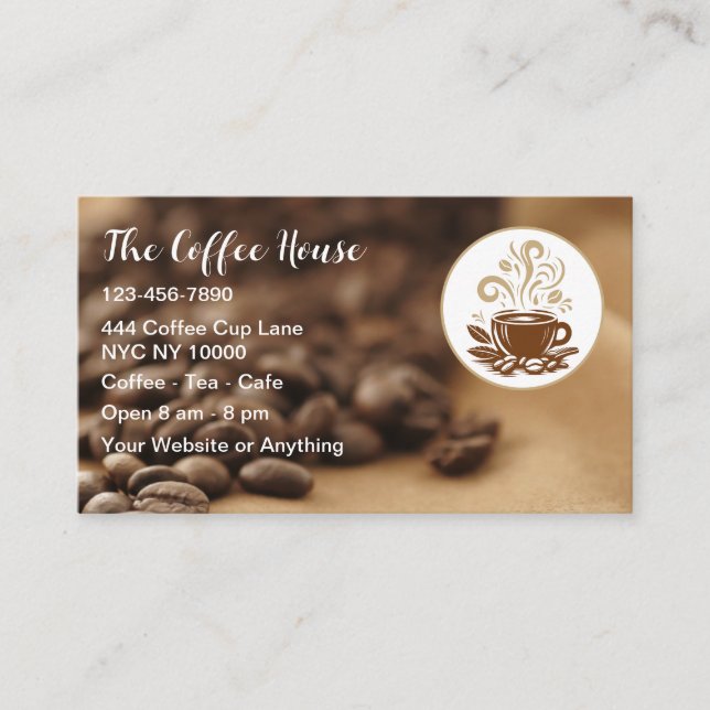 Trendy Coffee Shop Sidewalk Cafe Business Card (Front)