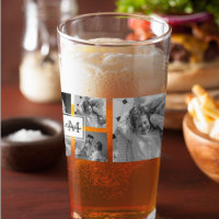 Trendy Collage Family Photo Black & White Initial