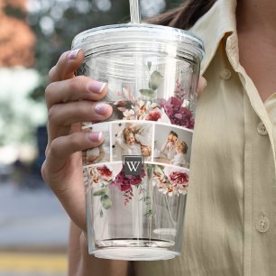 Trendy Collage Family Photo Colourful Flowers Gift Acrylic Tumbler