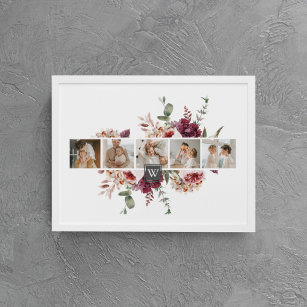 Trendy Collage Family Photo Colourful Flowers Gift Canvas Print