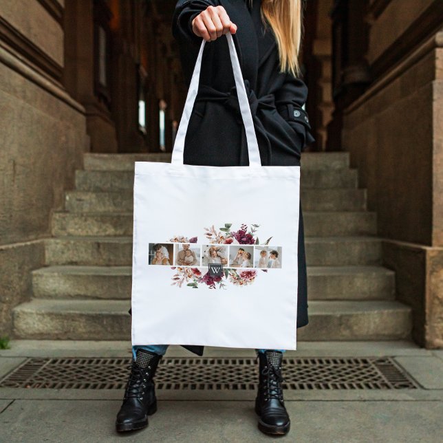 Trendy Collage Family Photo Colourful Flowers Gift Tote Bag (Creator Uploaded)