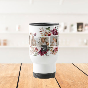 Trendy Collage Family Photo Colourful Flowers Gift Travel Mug