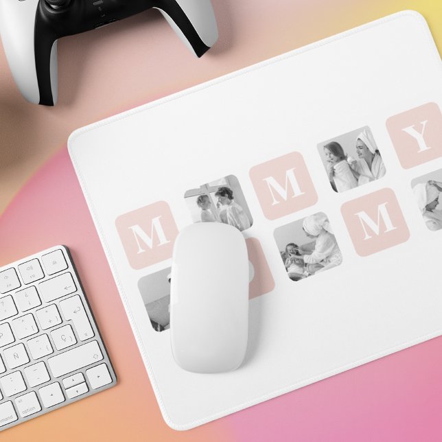 Trendy Collage Photo & Pastel Pink Best Mommy Gift Mouse Mat (Creator Uploaded)