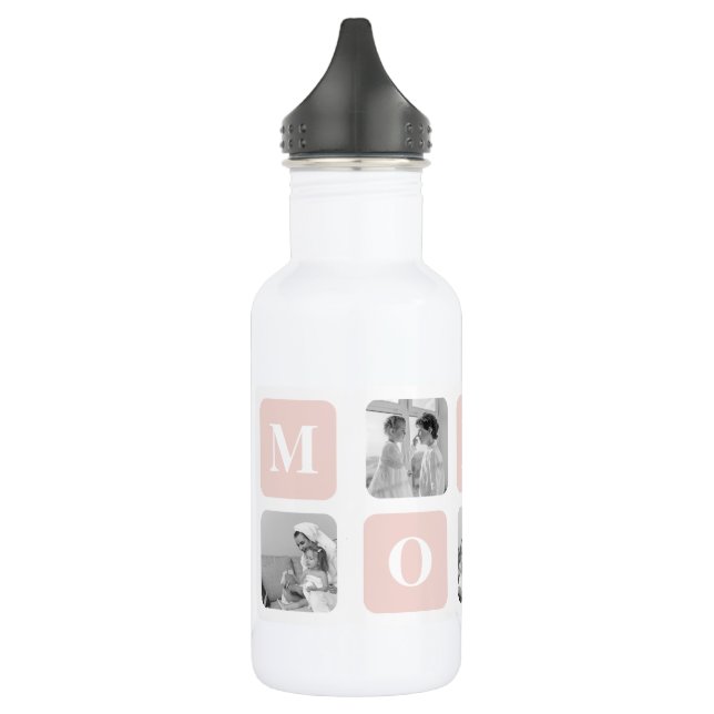 Trendy Collage Photo & Pastel Pink Best Mummy Gift 532 Ml Water Bottle (Left)