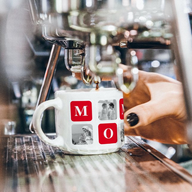 Trendy Collage Photo & Red Best Mummy Gift Espresso Cup (Creator Uploaded)