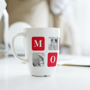 Trendy Collage Photo & Red Best Mummy Gift Latte Mug