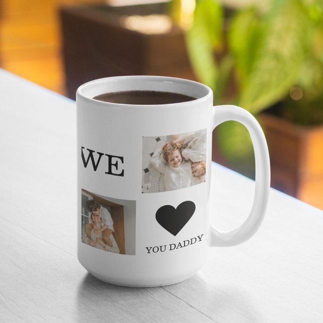 Trendy Collage Photo & We Love You Daddy Gift Coffee Mug (Creator Uploaded)