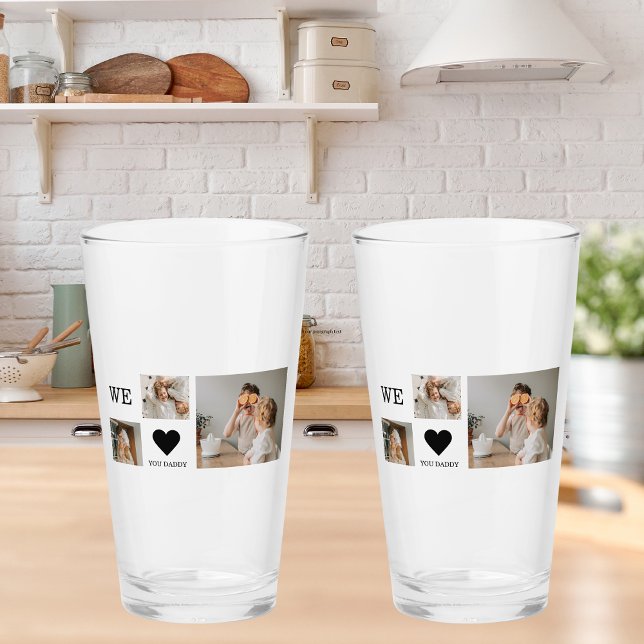 Trendy Collage Photo & We Love You Daddy Gift Glass (Creator Uploaded)