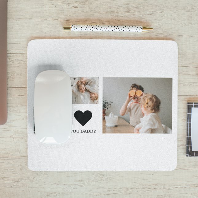 Trendy Collage Photo & We Love You Daddy Gift Mouse Mat (Creator Uploaded)
