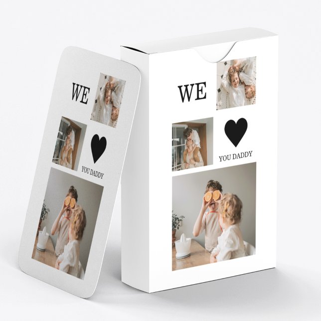 Trendy Collage Photo & We Love You Daddy Gift Playing Cards (Creator Uploaded)