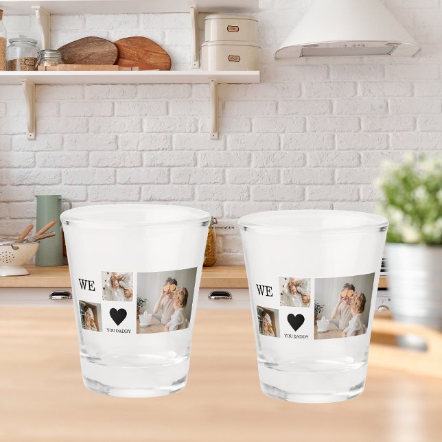 Trendy Collage Photo & We Love You Daddy Gift Shot Glass (Creator Uploaded)