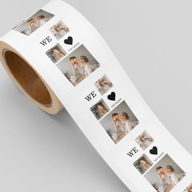 Trendy Collage Photo & We Love You Daddy Gift Square Sticker (Creator Uploaded)