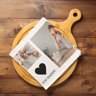 Trendy Collage Photo & We Love You Daddy Gift Tea Towel