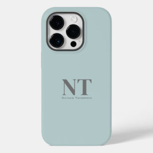 Trendy color block Cute grey text Lovely blue Case-Mate iPhone 14 Pro Case