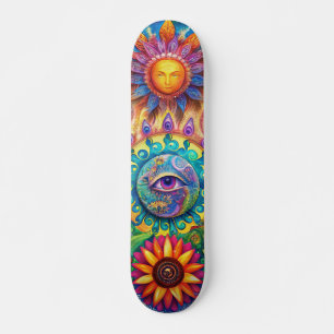 Trendy Colorful Abstract Psychedelic 3rd Eye Skateboard