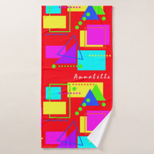 TRENDY COLORFUL GEOMETRIC SHAPES PATTERN TRIANGLES BATH TOWEL SET