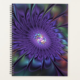 Trendy Colorful Modern Abstract Fractal Flower Planner