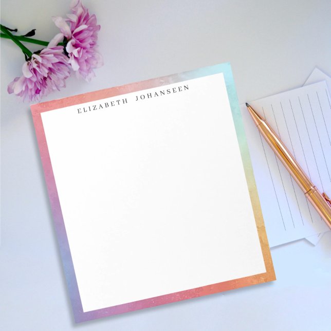 Trendy Colorful Pastel Abstract Border Plain Name Notepad (Creator Uploaded)