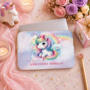 Trendy Colorful Unicorn Girl Birthday Laptop Case