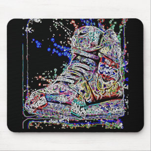 Trendy colorful watercolor graffiti Sneakers Mouse Mat