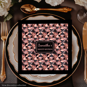 Trendy Colors Napkins Rose Gold Glitter & Black