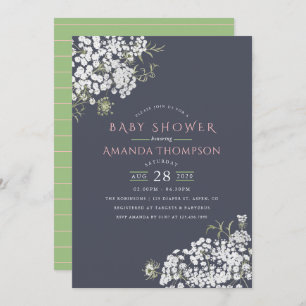 Trendy colorways Baby's Breath Baby Shower invite