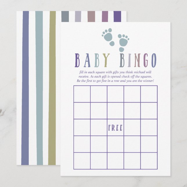 Trendy colorways Boy Baby Shower Baby Bingo Invitation (Front/Back)