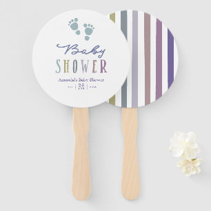 Trendy colorways Boy Baby Shower Hand Fan