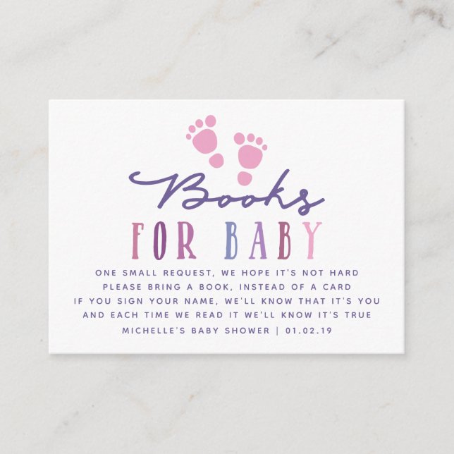 Trendy colorways Girl Baby Shower Book Request Enclosure Card (Front)
