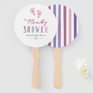 Trendy colorways Girl Baby Shower Hand Fan