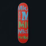 Trendy Colorways Typography Word Cloud Skateboard<br><div class="desc">Designer skateboard in tones of red, norse blue and light green. The effect of this trendy street text based design depends on the length of your name. Select "Click to customise further" at the bottom of the "Personalise this template" to get the look you want. You can make the background...</div>
