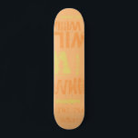 Trendy Colorways Typography Word Cloud Skateboard<br><div class="desc">Designer skateboard in accents of blazing orange, buff orange and yellow cream. The effect of this trendy street text based design depends on the length of your name. Select "Click to customize further" at the bottom of the "Personalize this template" to get the look you want. You can make the...</div>