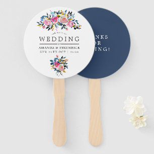 Trendy Colorways Watercolor Floral Favour Hand Fan