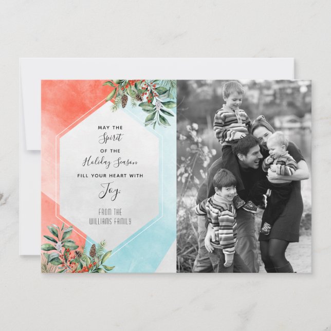 Trendy Colour Block Holiday Photo Card (Front)