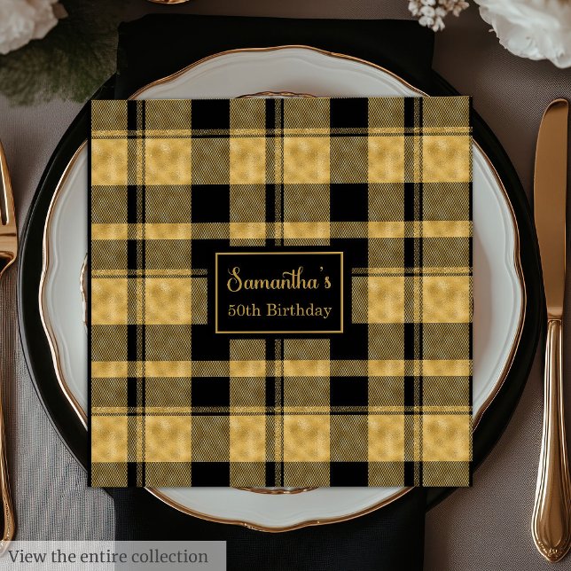 Trendy Colour Napkins Black Gold Glitter Birthday (Trendy Color Napkins Black Gold Glitter Birthday)