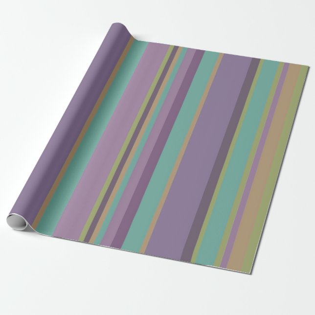 Trendy Coloured Stripes Pattern Wrapping Paper (Unrolled)
