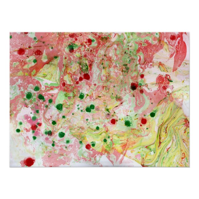 Trendy Colourful Abstract Art Pink Red Yellow Gree Poster (Front)