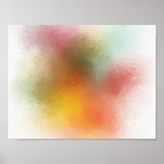Trendy Colourful Abstract Art Red Yellow Blue Gree Poster (Front)