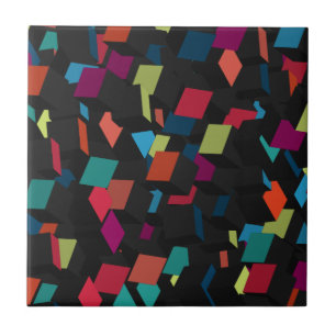 Trendy Colourful Abstract Geometric Cube Pattern C Tile