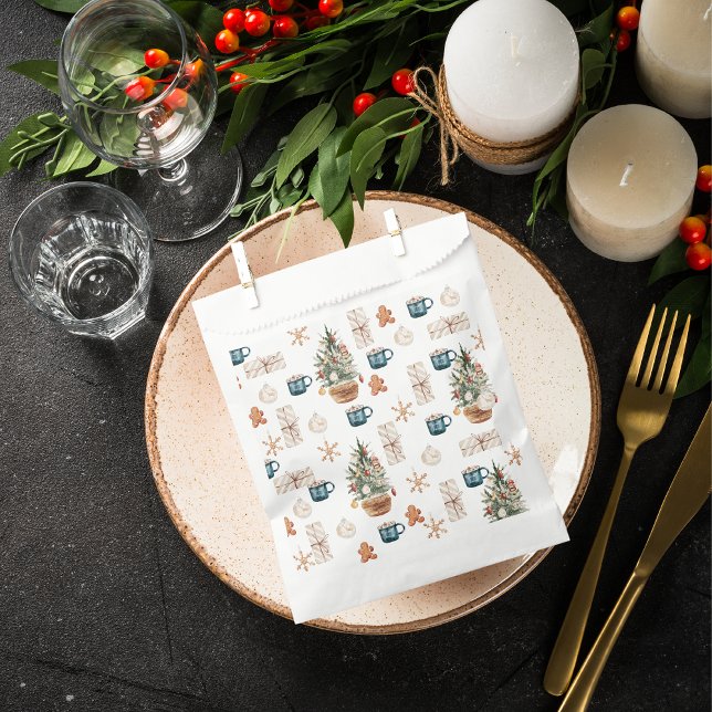 Trendy Colourful Christmas Pattern | Watercolor Favour Bags (Creator Uploaded)