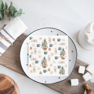 Trendy Colourful Christmas Pattern   Watercolor Napkin
