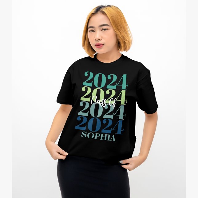 Trendy Colourful Class Of 2024 Modern Graduate T-Shirt (Creator Uploaded)
