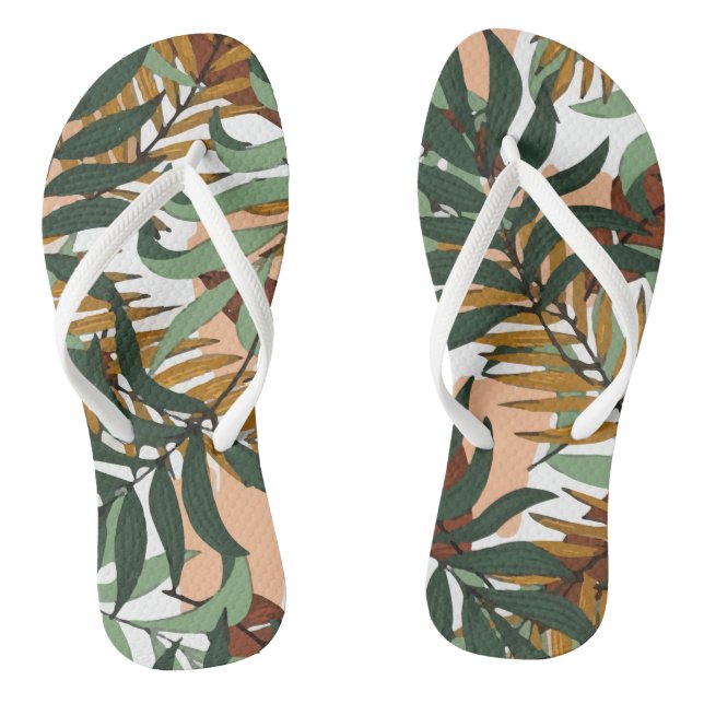 Trendy  Colourful Exotic Leaves Plants Flip Flops (Footbed)