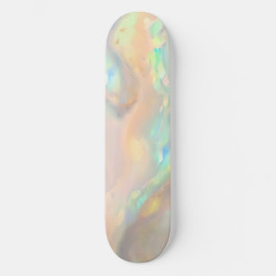Trendy colourful faux holographic opal skateboard