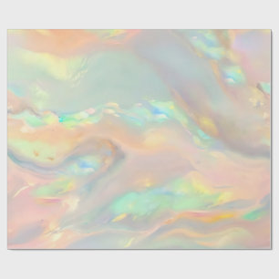 Trendy colourful faux holographic opal wrapping paper