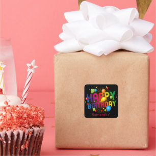 Trendy Colourful Festive Happy Birthday Square Sticker