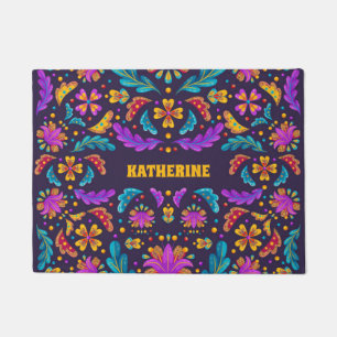 Trendy Colourful Fiesta Mexican Flower Quinceanera Doormat