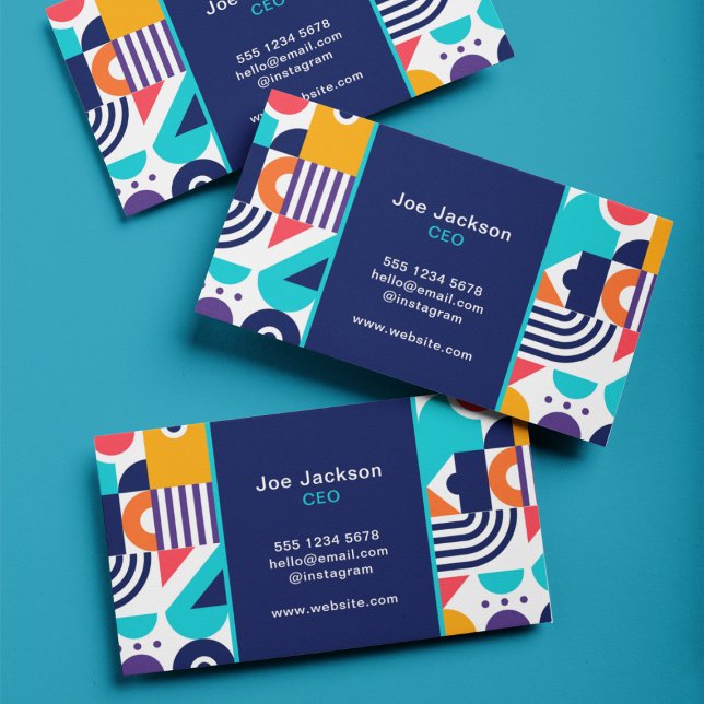 Trendy Colourful Geometric Pattern Abstract Mosaic Business Card (Creator Uploaded)