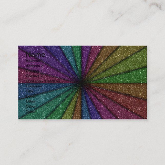 Trendy Colourful Glitter Explosion Business Card (Front)